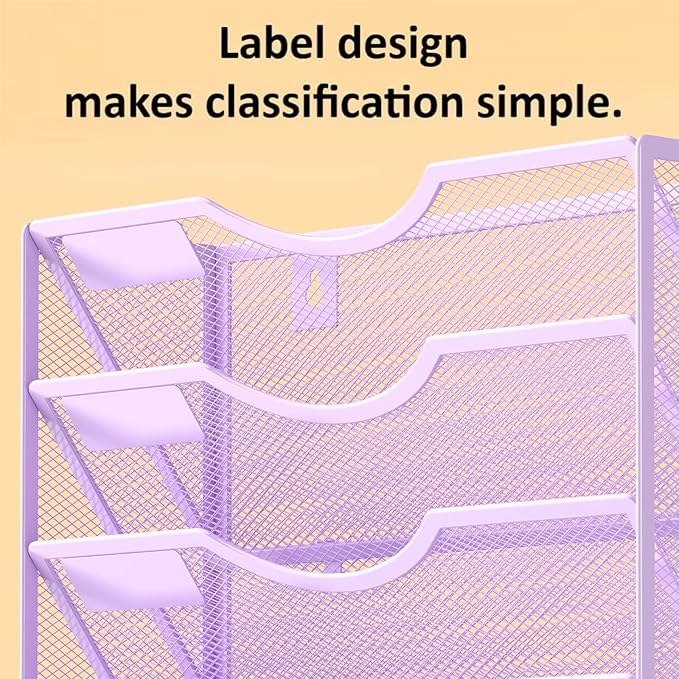 Kuntine.B Wall File Organizer Office Hanging Magazine Holder Wall File Organizer for Office Home (Purple, 5 Tier)