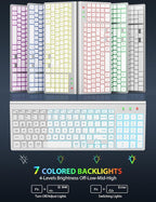 SABLUTE Wireless Keyboard and Mouse Combo Backlit - Compact Quiet Keyboard with RGB Mouse, Rechargeable, Slim, Sleep Mode, Portable Cordless Set for Mac, Windows, Laptop, PC (Silver White)