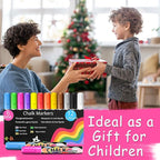 12 Liquid Chalk Markers for Blackboard Washable, 6MM Chalkboard Markers for Whiteboard, Window, Glass, Mirror, Car, Non-Toxic Chalk Pens for Back to School, Office & Home Use