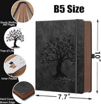 ZXHQ Thick Lined Journal Notebook with Pen, 360 Pages 100gsm Paper, Brown Sprayed Edge, Journal for Writing B5 Ruled Notebook,Leather Hardcover,Perfect for Work, Office or School, 7.8'' x 10'' Black