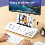 VUSIGN Glass Desktop Whiteboard with Storage, Small Organizer Dry Erase Board Desk Board Buddy White Board, Desktop Computer Pad for Notetaking, Desk Whiteboard for Office, Home, School Supplies