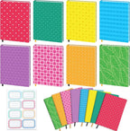 Jumbo Book Covers 8 Pack Reusable Fabric Book Cover Protective Books Covers 9 x 11 Inch Colorful Plaid Stretchable Books Sleeve Cover with Sticker for Most Hardcover Textbooks Up to 10 x 12.5 Inch