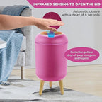 Pukomc Smart Sensor Wastebasket, Convenient and Hygienic Easy to Use, Technology Sensor Waterproof Wastebasket Plastic Trash can for Kitchen, Bathroom, Bedroom, Living Room, Office and Outdoor Pink