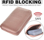 Easyoulife Genuine Leather Credit Card Holder Zipper Wallet With 26 Card Slots