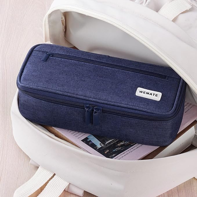 WEMATE Pencil Case, Large Storage Organizer for Stationery, Back - to - School Essential, Teacher Must - have, Big Pencil Pouch, Marker Case School Supplies for College & High School