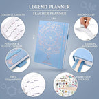 Legend Teacher Planner – Undated Lesson Plan Book for Teachers with Weekly & Monthly Calendars - Classroom Organization & School Year Planner – 8.5”x11.5” Hardcover (Periwinkle)