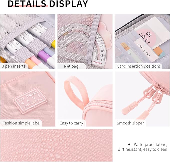 CICIMELON Durable Pencil Case Big Storage Pen Pouch Bag for School Supplies Office College Teen Girls Adults, Pink