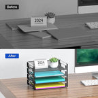 Samstar 4 Pack Stackable Letter Paper Tray, Desk File Organizer Paper Sorter for Letter/A4 Size Folders Documents, Mesh Made