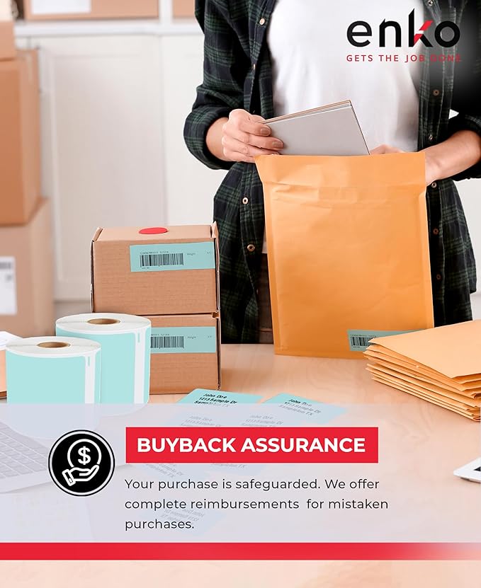 enKo [6 Rolls, 1800 Direct Thermal Labels] Blue Turquoise Colored Compatible for Dymo 30256 Label (2-5/16 x 4") Use with Dymo, Rollo Thermal Printer as Shipping & Mailing Labels