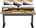 ErGear Electric Standing Desk with 4 Drawers, 63" x 30" Height Adjustable Desk with Storage, C-Clamp Mount Compatible, Computer Home Office Table with Cable Management Tray, Vintage Brown