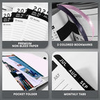 Ensight 2025-2026 HARDCOVER Leather Planner Weekly & Monthly - 8.5x11 Inches - Academic Planner Business Personal or Student - Pen Holder, Thick Paper, July 2025 - June 2026 (Grey)