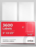 enKo - 3-1/2 x 5 Inch Label - White Blank - 4 Up Per Sheet Shipping Address Mailing Labels for Laser Inkjet Printer (900 Sheets, 3600 Labels)