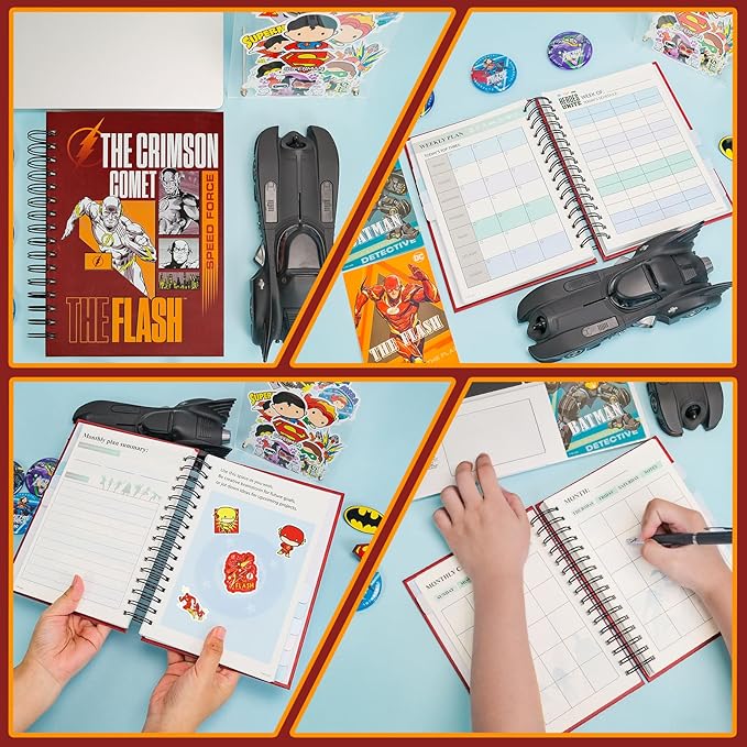 Cool Hero Academic Planner, Weekly Monthly Daily Agenda, Custom Date Organizer for Junior，Senior Students, Spiral Bound Notebook with Colorful Tabs,Datebooks for Time Management (Red and Yellow)