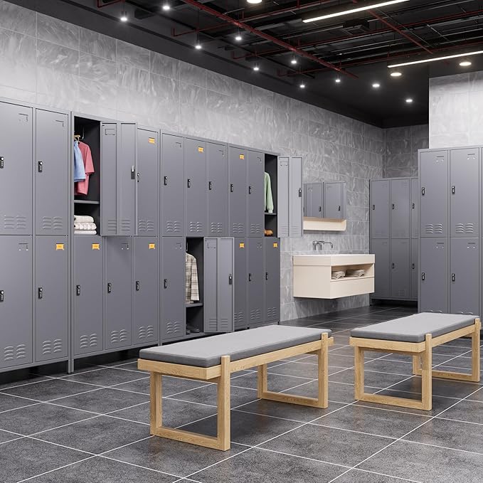 6 Doors Metal Locker for Employees with Combination Locks,Metal Lockers with Business Card Holder and 18 Hooks for School Garage Office Gym Home,Assembly Required,Dark Grey
