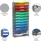 samstar 12 Tier Wall File Organizer, Hanging Wall Mount File Holder Paper Folder Mail Organizer, Mesh Metal, Black.