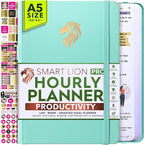 Hourly Planner - Undated Daily, Weekly & Monthly Planner with Budget Section | A 12 Month Journey to Increase Productivity & Happiness | Life Organizer & Gratitude Journal - Horizontal Format