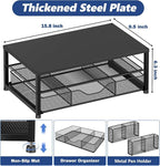 Desk Organizer and Accessories, 2-Tier Computer Monitor Stand Riser with Drawer and 2 Pen Holders, Laptop Stand, Office Desk Accessories for Office Supplies, Black 2-Pack