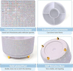 SKYDUE 360 Degree Rotating Desk Organizer, Shining Dual-Purpose Rhinestone Pencil Pen Holder, Rotating Desk Pen Organizer with 5 Slots, Rhinestone Pencil Cup for Office, School, Home