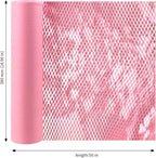 JAPCHET 15 In x 164 Ft Pink Honeycomb Packing Paper, Honeycomb Paper with Sticker Labels and 10 m Rope Honeycomb Wrap Roll for Packaging and Shipping