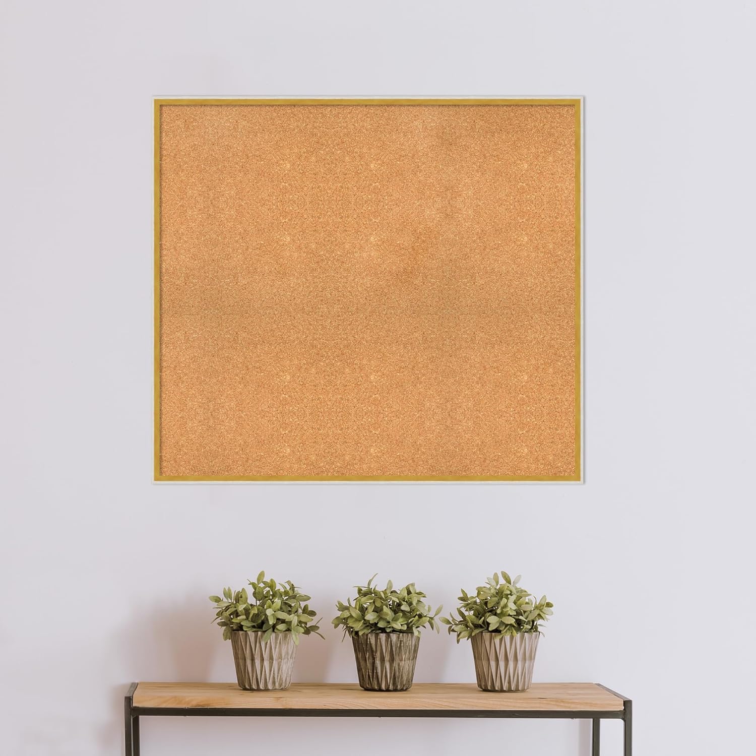 Amanti Art Natural Cork Board for Wall, 35x39 Vision Board with White Frame, Oversize Corkboard Office Decor for Home Organization, Modern Corkboard Pinboard to Display Items for Home Organization in