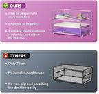 Marbrasse 3 Tier Paper Organizer Letter Tray, Mesh File Organizer with Handle, Paper Sorter Desk Organizer for Home Office Supplies(Purple)
