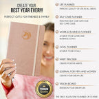 Life Planner - Undated Daily, Weekly & Monthly Planner with Budget Section | A 12 Month Journey to Increase Productivity & Happiness | Life Organizer & Gratitude Journal - Horizontal Format