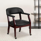 EMMA + OLIVER Black Vinyl Luxurious Conference Chair with Casters