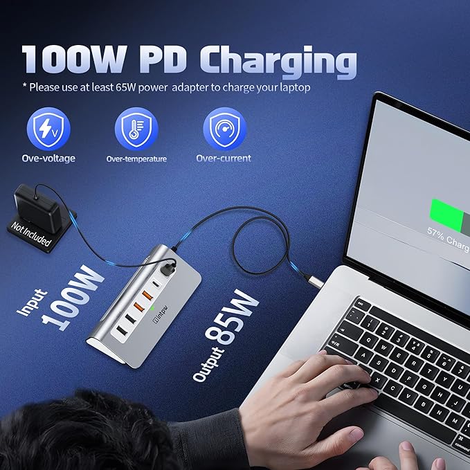 USB C Hub 10Gbps, 9-in-1 USB 3.2 Hub with 4K@60Hz HDMI, Type-C 3.2, 2 USB-A 3.2, 2 USB-A 2.0, PD 100W, SD/TF Slot, Aluminum USB Hub for Laptop, iPhone 16/15 Series, MacBook Air/Pro and More