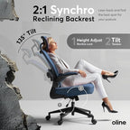 Oline ErgoAir Ergonomic Office Chair – Adjustable Lumbar Support, Flip-Up Armrests, Mesh Computer Desk Chair, Swivel Rolling Executive Gaming Chair for Home & Office (Navy Blue)