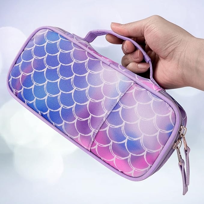 Choco Mocha Mermaid Pencil Case for Girls, Soft Pencil Case Kids Pencils Pouch for Kindergarten Girls,Purple
