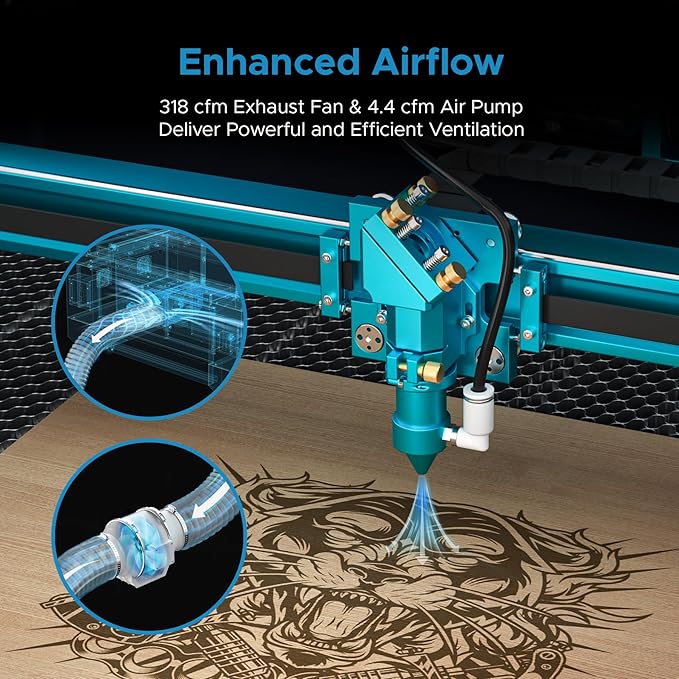 OMTech Pronto 90W CO2 Laser Engraver with Water Chiller&LightBurn, 28"x20" Laser Engraving Machine with Autofocus 2 Way Pass-Throughs Built-in Air Assist, Laser Cutter for Wood Glass Acrylic More