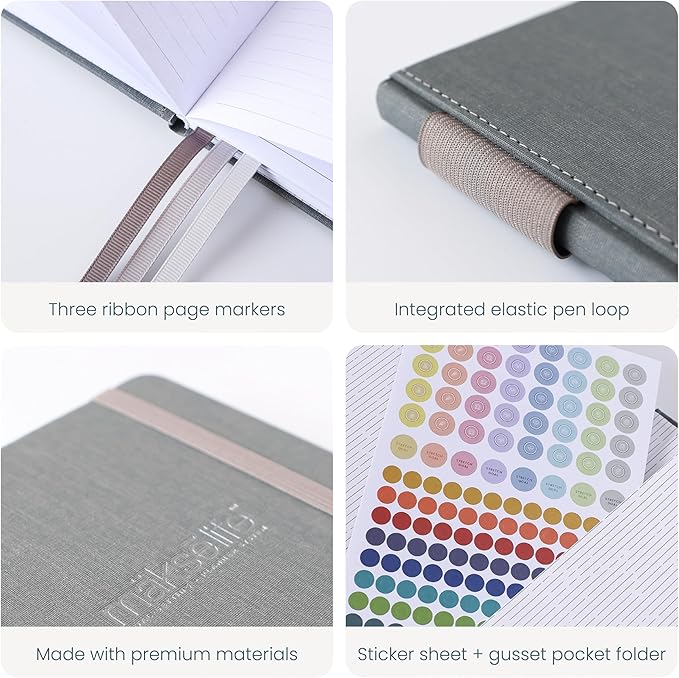 Quarterly Undated Planner - Goal Setting And Weekly Planner, Productivity Tools, Time-Management, Habit Tracker, Dark Gray