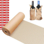 Honeycomb Packing Paper Wrap 12"x200' Sustainable Alternative to Bubble Wrap for Moving Shipping/Gift, Biodegradable & Fully Recyclable Bubble Paper Wrapping with 20 Fragile Sticker…