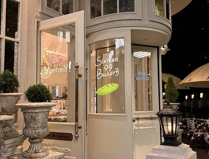 Car Window Markers for Glass Washable, 8 Jumbo Liquid Chalk Pens with 10mm Wide Tips & 3 in 1 Nib, Window Paint for Glass, Chalkboard, Menu Board, Restaurant, Bistro, Grocery Store