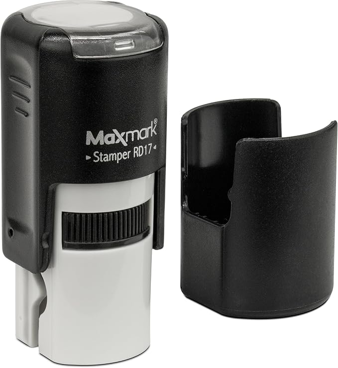 MaxMark Custom Round Self Inking Small Signature Stamp - 15 Colors to Choose