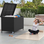 YITAHOME 230 Gallon Wicker Deck Box, XXL All-Weather Outdoor Storage Box, Rattan Storage Bin for Patio Furniture, Outdoor Cushions, Pool Storage and Garden Tools - Black