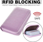 Easyoulife Genuine Leather Credit Card Holder Zipper Wallet With 26 Card Slots