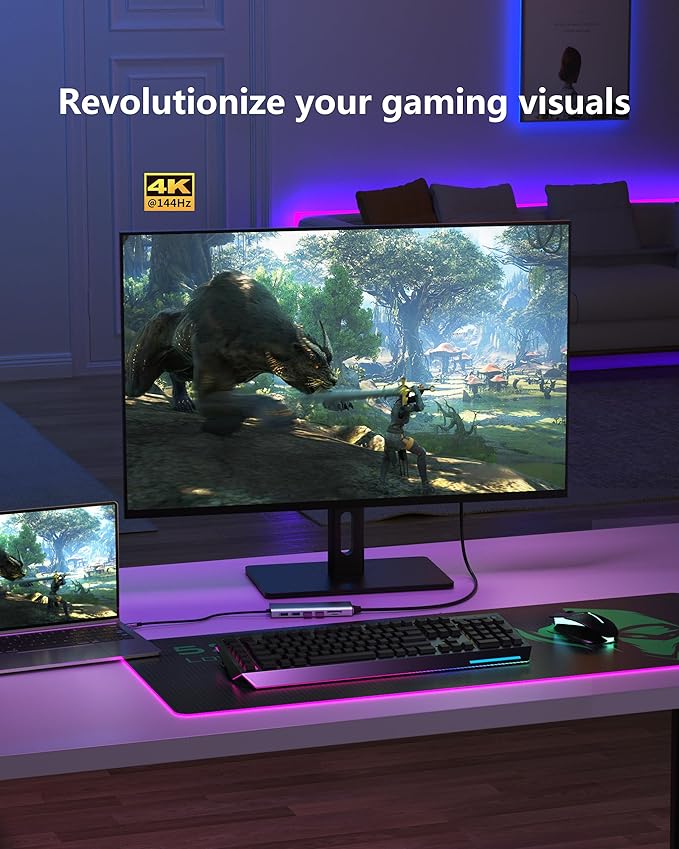 USB C Docking Station 3 Monitors 4K@60Hz, 14-in-1 Laptop Docking Station with 2 HDMI 4K@60Hz, DP 8K@30Hz/ 4K@144Hz, 3 USB 3.0, 2 USB 2.0, RJ45, Audio, PD 100W, USB-C HUB for Windows Laptop Accessories