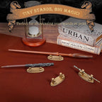 4PCS Resin Pen Holders Wizard Magic Wand Display Stands Mini Holders for Pencil Desk Decor Collection, 2.8'' L×1.1'' W× 0.9'' H, Gold