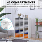 Mail Sorter Wood Literature Organizer, Student Mailbox for Classroom, Desktop Bill Paper Organizer for Office Home School, 48 Compartments, Black