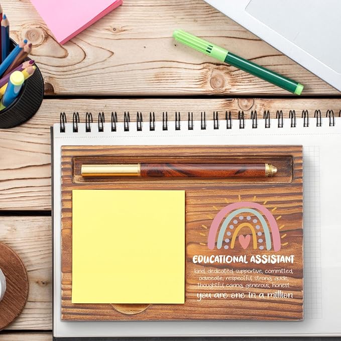 Educational Assistant Sticky Note Holder, Educational Aide Appreciation Gifts, Teacher's Day Thank You Gifts for Assistant Teacher, Back to School Gifts Desk Self-Stick Note Pad Holders TZP59