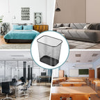 6 Pieces Mesh Square Trash Cans 4 Gallons Wire Wastebasket for Home Black Metal Office Garbage Cans Rectangular Open Top Trash Bin for Kitchen Bathroom Bedroom Dorm Room, 11.7 x 8.5 x 11.8 Inch
