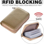 Easyoulife Genuine Leather Credit Card Holder Zipper Wallet With 26 Card Slots