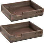 MyGift Set of 2 Vintage Distressed Finish Brown Wood Stackable Office Desktop Document Letter Paper Tray