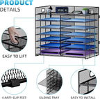 Marbrasse Desktop Literature Organizer, Mesh Paper Organizer, Desk Organizers, File Sorter Mail Center Paper Storage Cabinet Classroom Keepers Mailbox for Office Home School, Black