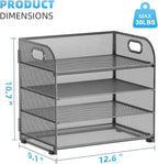 Marbrasse 4 Tier Paper Organizer Letter Tray - Mesh Desk File Organizer with Handle, Paper Sorter Organizer for Letter Office File Folder Holder (Grey, 12.6" x 9.1" x 10.7")