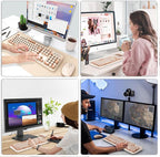 Wireless Keyboard and Mouse Combo, 2.4 GHz Wireless Full-Sized Typewriter Keyboard with Round Keycaps for Windows, Computer, Desktop, PC, Laptop (Ice Cream)