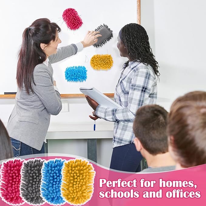 Sherr 24 Pcs Magnetic Whiteboard Eraser School Erase Erasers Microfiber Washable White Board Eraser for Chalk Classroom Home Office (Bright Colors)