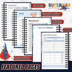 Hero Academic Planner, Weekly Monthly Daily Agenda, Custom Date Organizer for Time Management, Spiral Bound Notebook with Colorful Tabs,Datebooks for School Office Home(Navy Red)