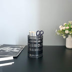 Metal Mesh Pen Pencil Cup Holder Stand Office Desk Organizer Stationery Caddy Makeup Brush Holder, Black (Large)